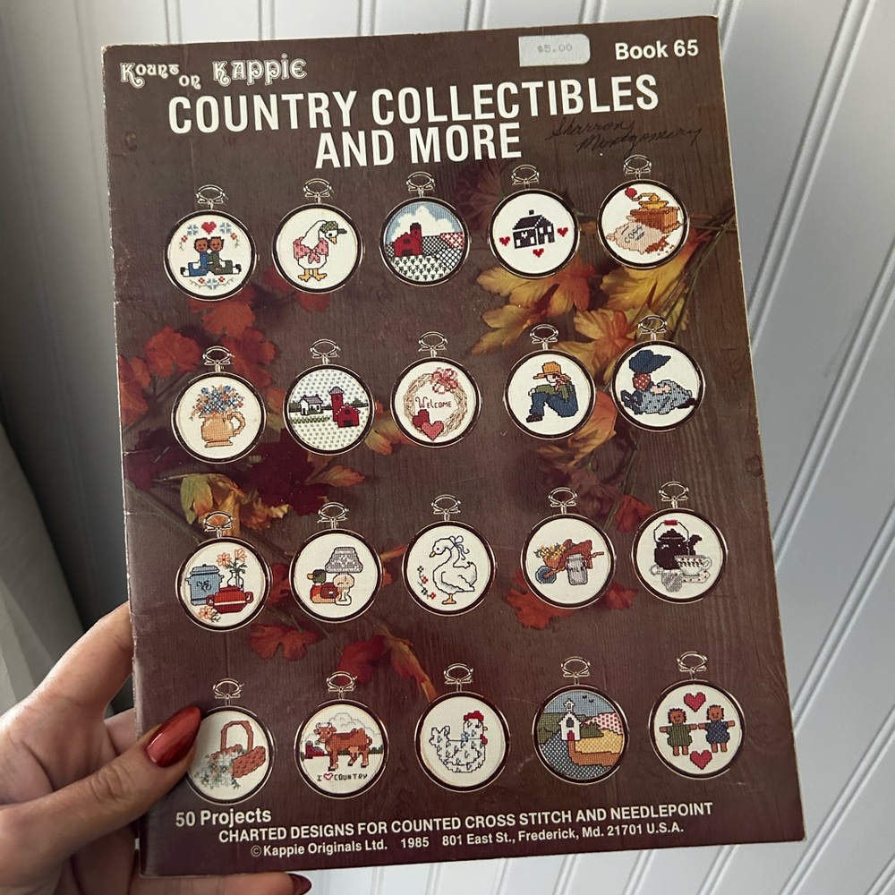 1985 Vintage Cross Stitch Pattern Book Country Collectibles Art Book